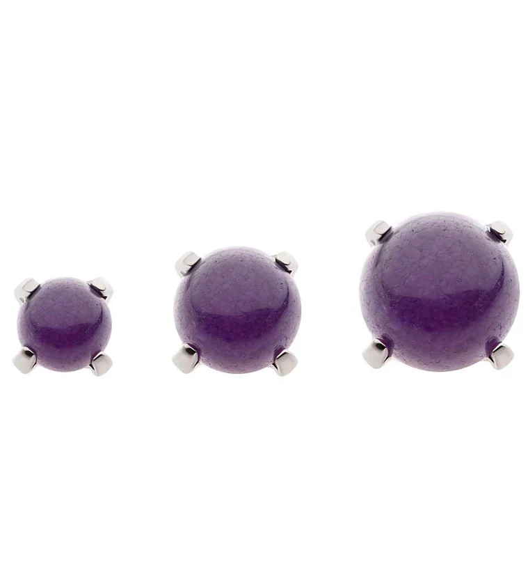 Prong Amethyst Stone Titanium Threadless Top - Mrs Treak