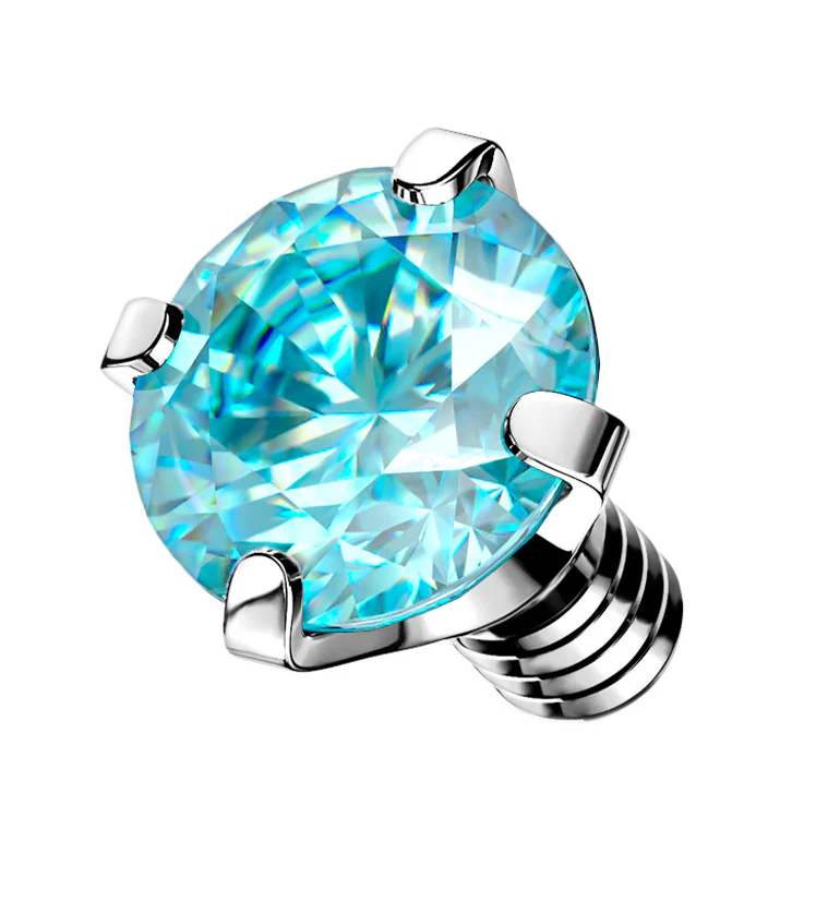 Prong Aqua CZ Stainless Steel Internally Threaded Top - Mrs Treak