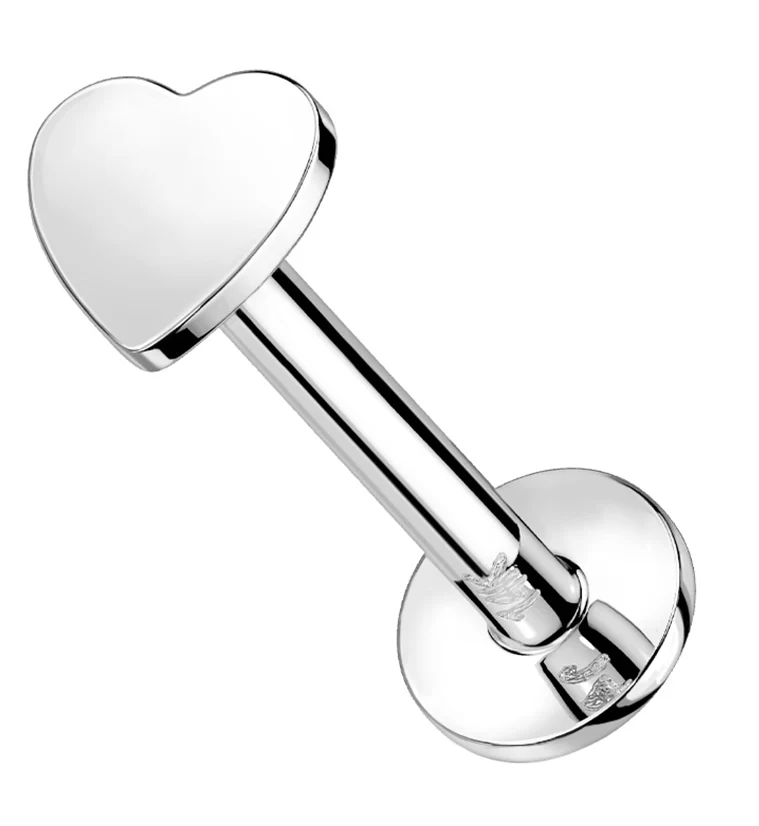 14kt White Gold Heart Labret - Mrs Treak