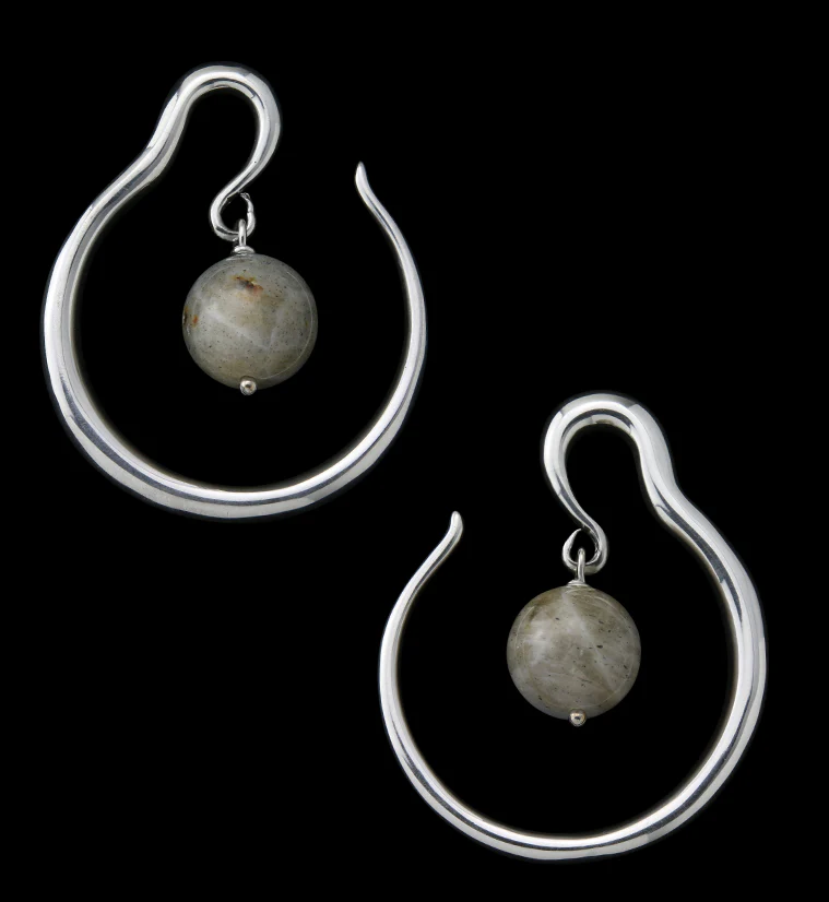 Labradorite Orbital White Brass Ear Weights - Mrs Treak