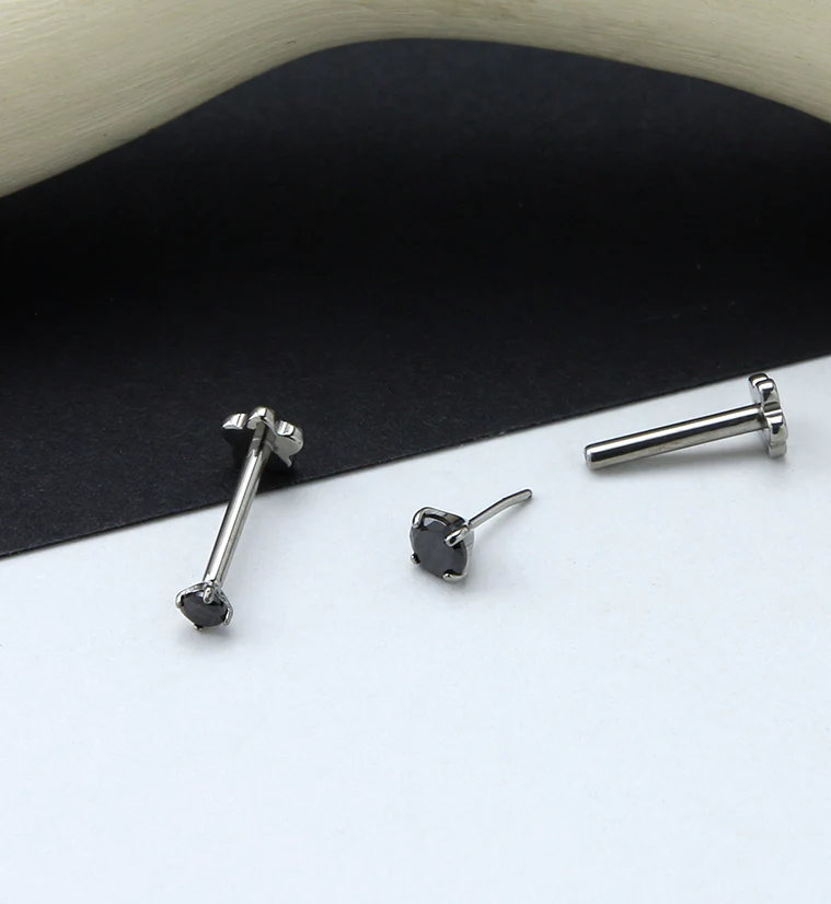 Black CZ Titanium Threadless Labret - Mrs Treak