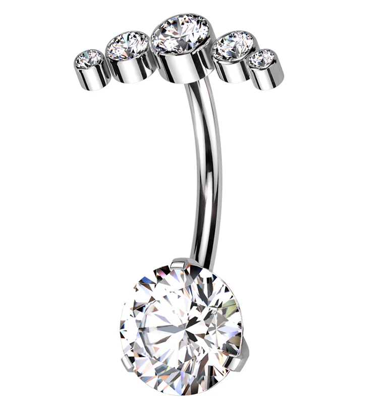 Arch Clear CZ Top Titanium Threadless Belly Button Ring - Mrs Treak