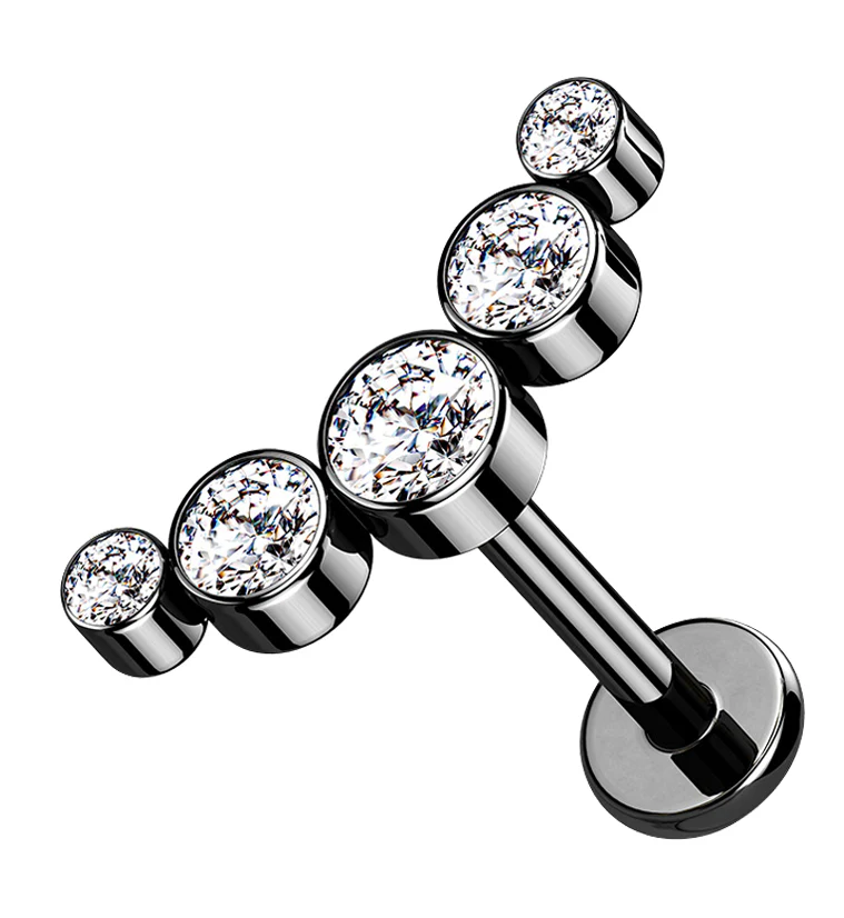 Black PVD Arch CZ Labret Post - Mrs Treak