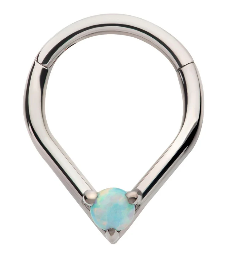 Point White Opalite Titanium Hinged Segment Ring - Mrs Treak