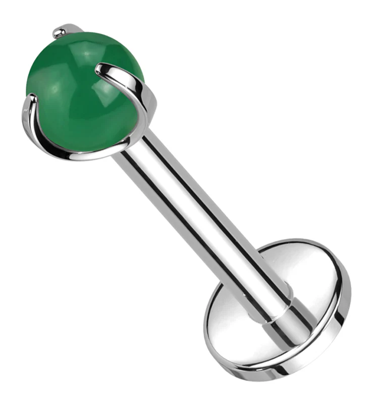 Claw Aventurine Stone Internally Threaded Titanium Labret - Mrs Treak
