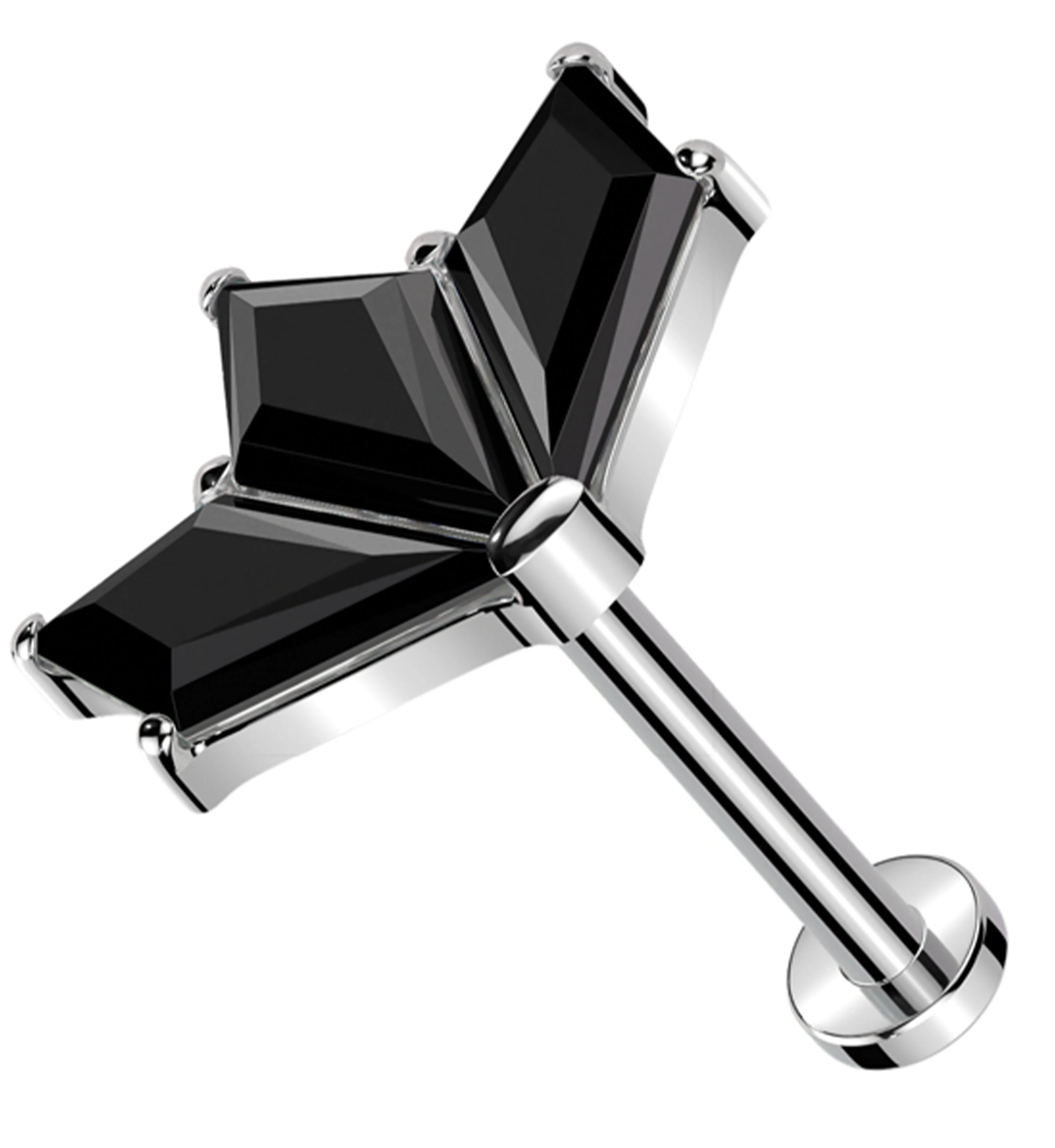 Triple Poly Black CZ Titanium Threadless Labret - Mrs Treak