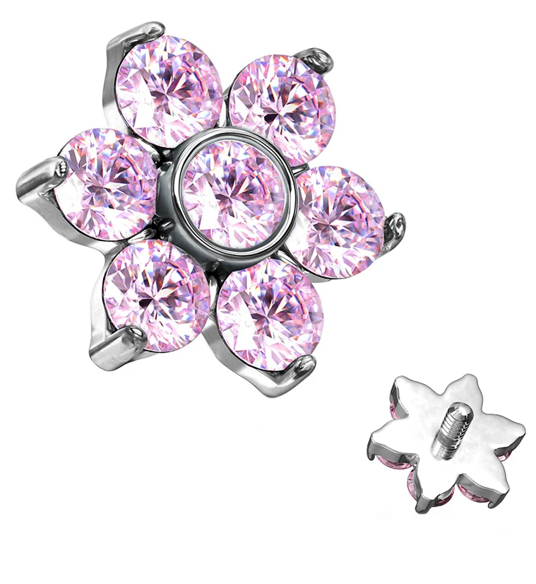 Pink CZ Floret Threaded End - Mrs Treak