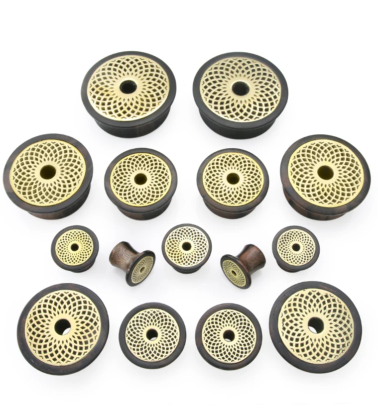Torus Brass Areng Wood Mayan Flare Plugs - Mrs Treak