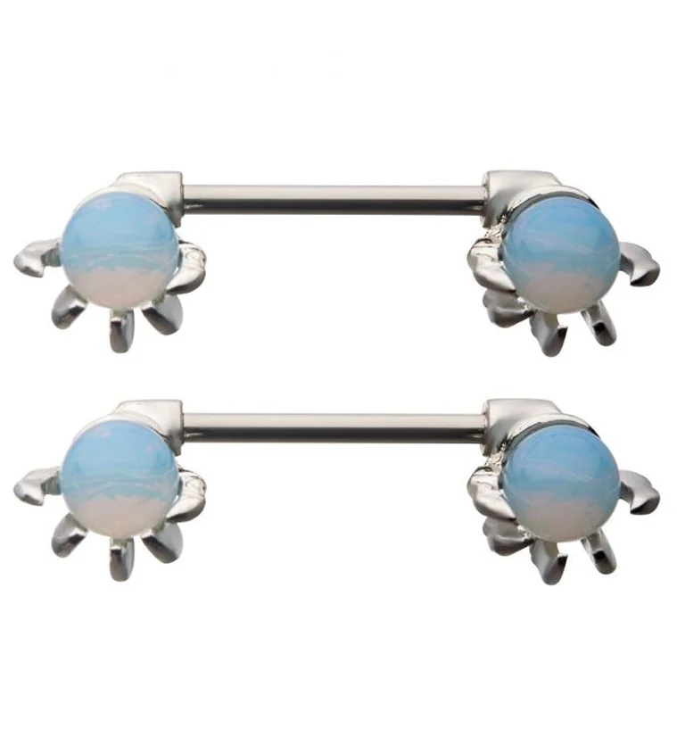 14G Opalite Claw Nipple Rings Barbell - Mrs Treak