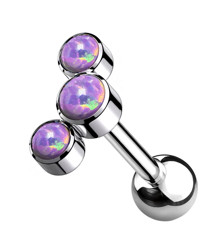 Purple Opalite Cluster Titanium Cartilage Barbell - Mrs Treak