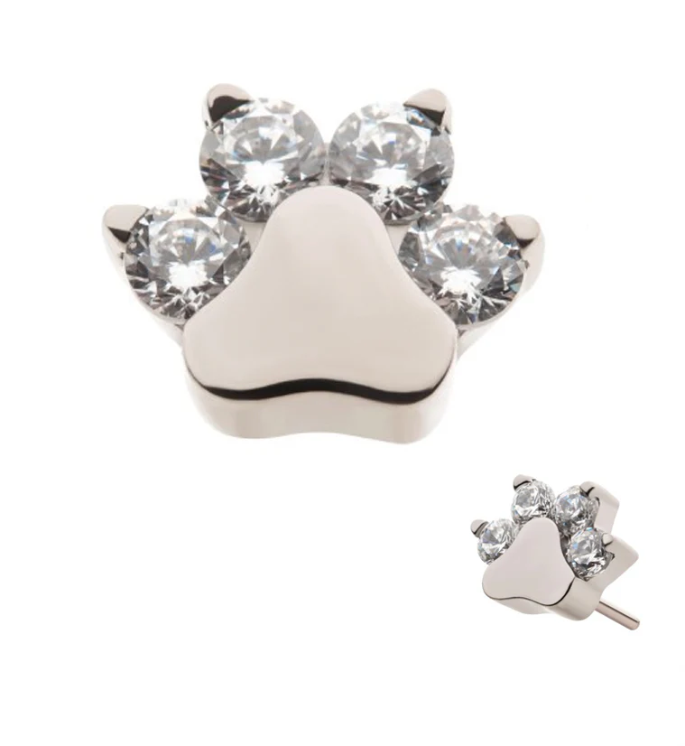 Paw Print CZ Cluster Threadless Top - Mrs Treak