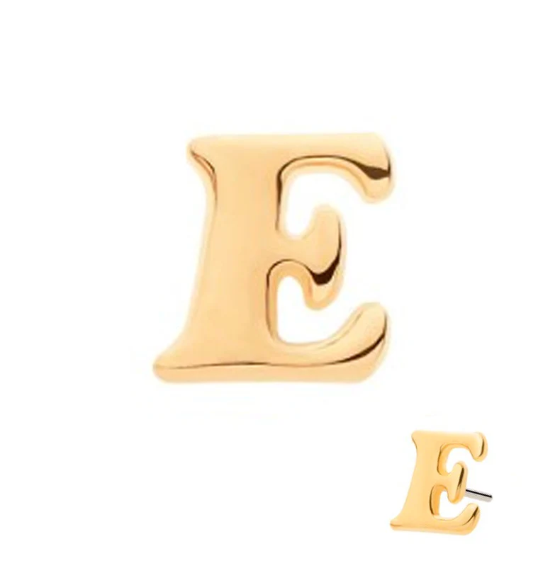 14kt Gold Letter E Threadless Top - Mrs Treak