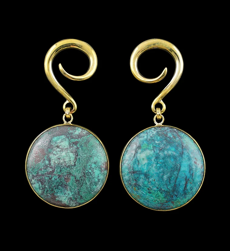 Grand Chrysocolla Stone Hanging Ear Weights - Mrs Treak