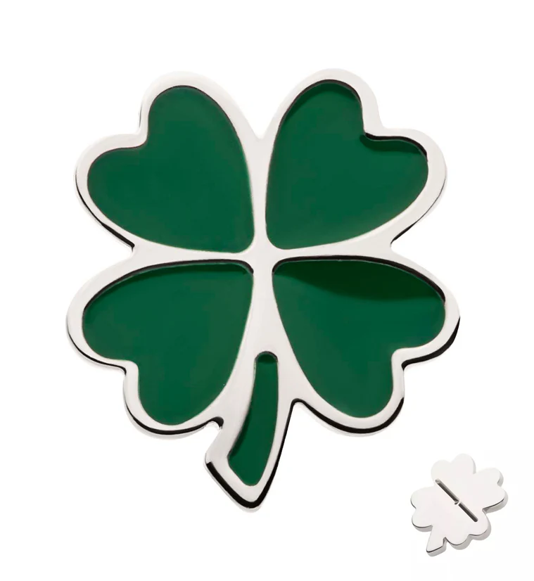 Green Lucky Clover Titanium Threadless Top - Mrs Treak
