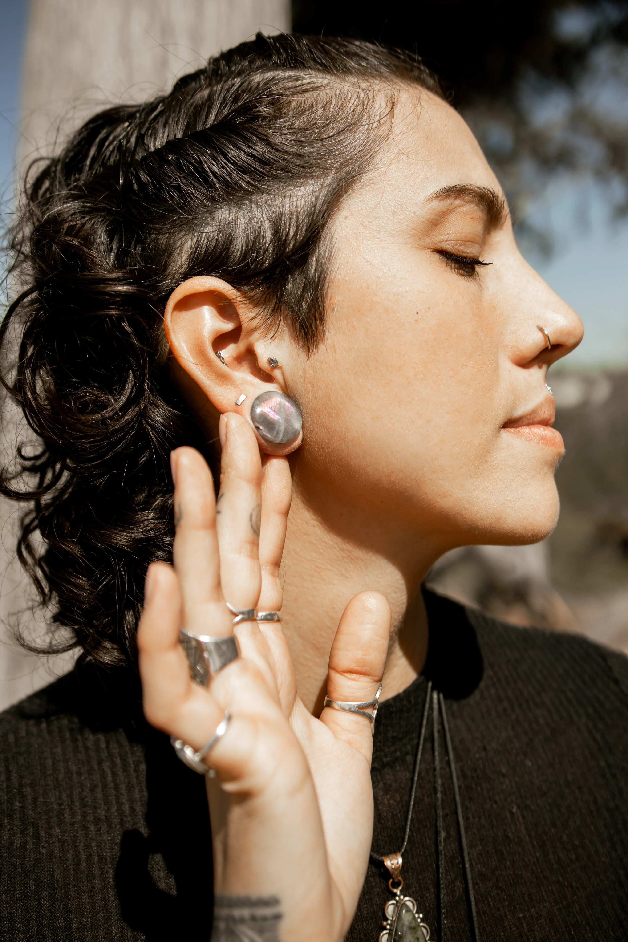 Purple Labradorite Stone Plugs - Mrs Treak