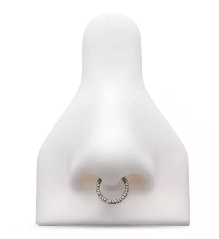 Three Sided CZ Titanium Hinged Segment Ring - Mrs Treak