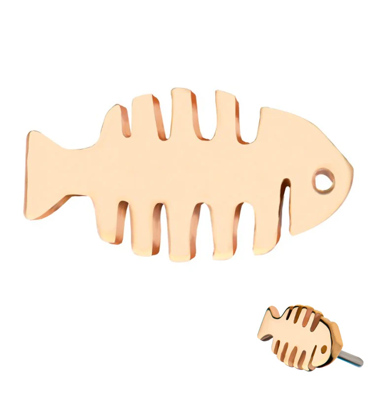 14kt Gold Fish Bone Threadless Top - Mrs Treak