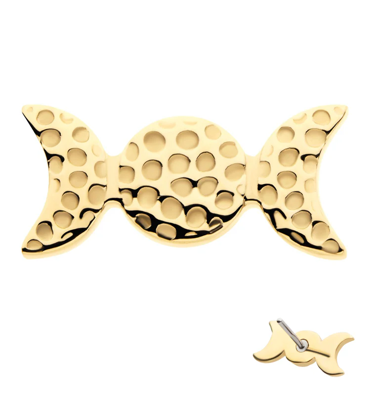 14kt Gold Hammered Moon Phase Threadless Top - Mrs Treak