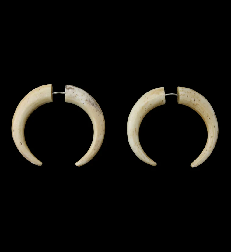 Bone Fake Gauge Horseshoe Tribal Earrings - Mrs Treak
