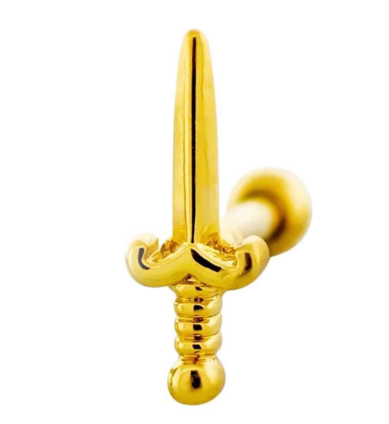 Gold PVD Classic Dagger Cartilage Barbell - Mrs Treak