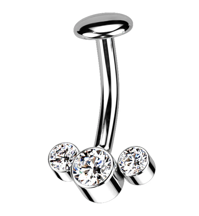 Triple Clear CZ Titanium Threadless Floating Belly Button Ring - Mrs Treak