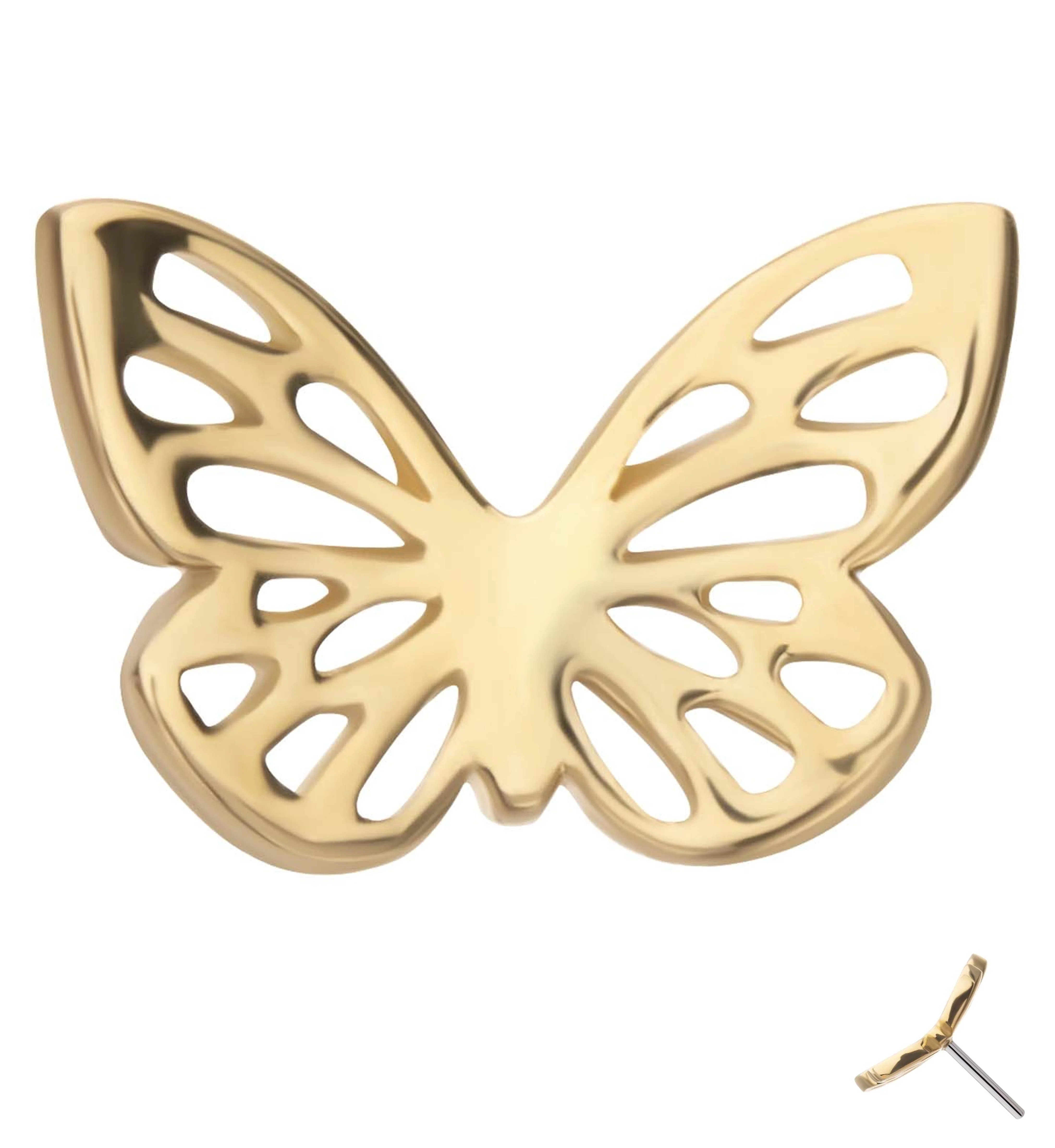 14kt Gold Butterfly Cut Out Threadless Top - Mrs Treak