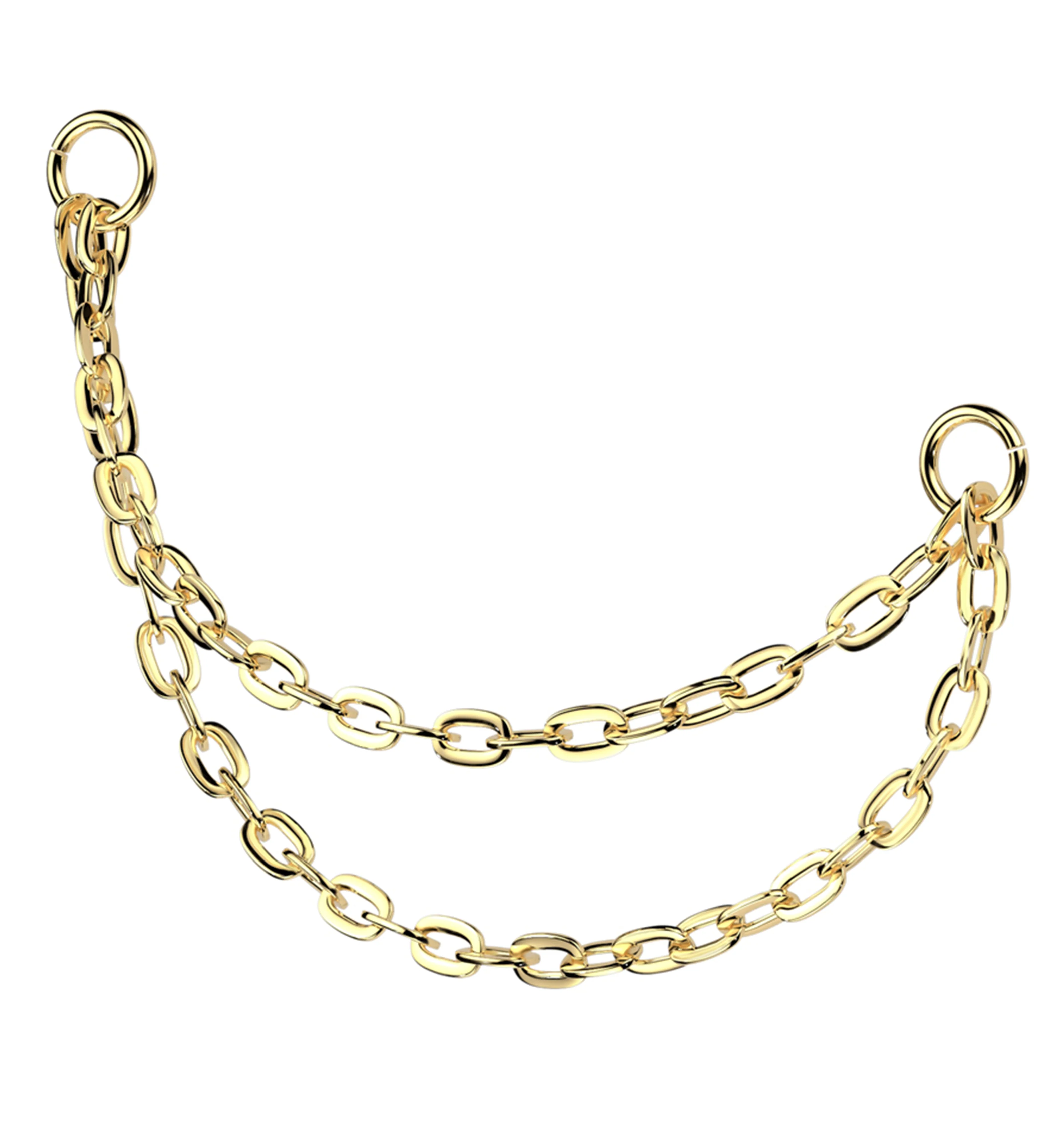 Gold PVD Double Titanium Nose/Cartilage Connector Chain - Mrs Treak