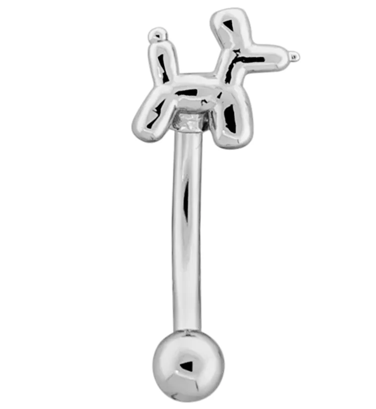 Balloon Dog Stainless Steel Curved Barbell - Mrs Treak