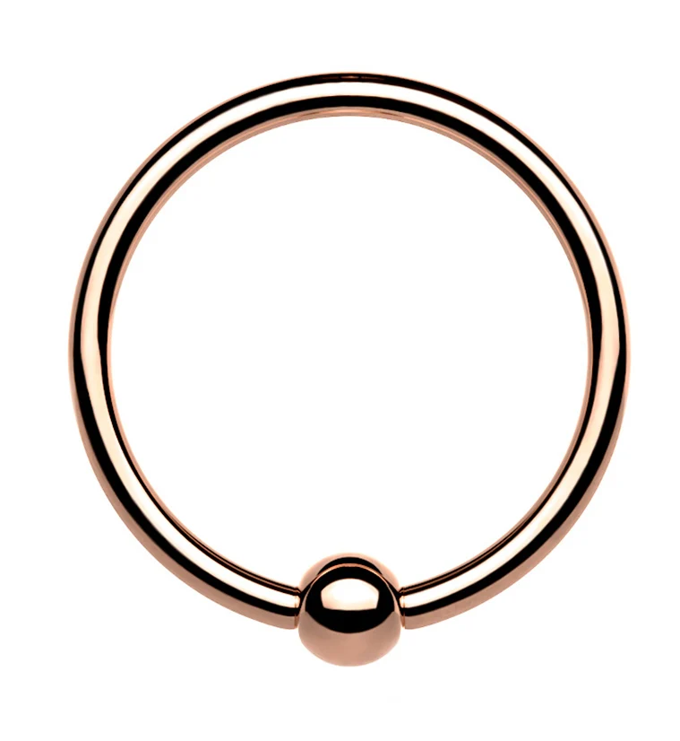 Rose Gold PVD Titanium Fixed Ball Captive Ring - Mrs Treak