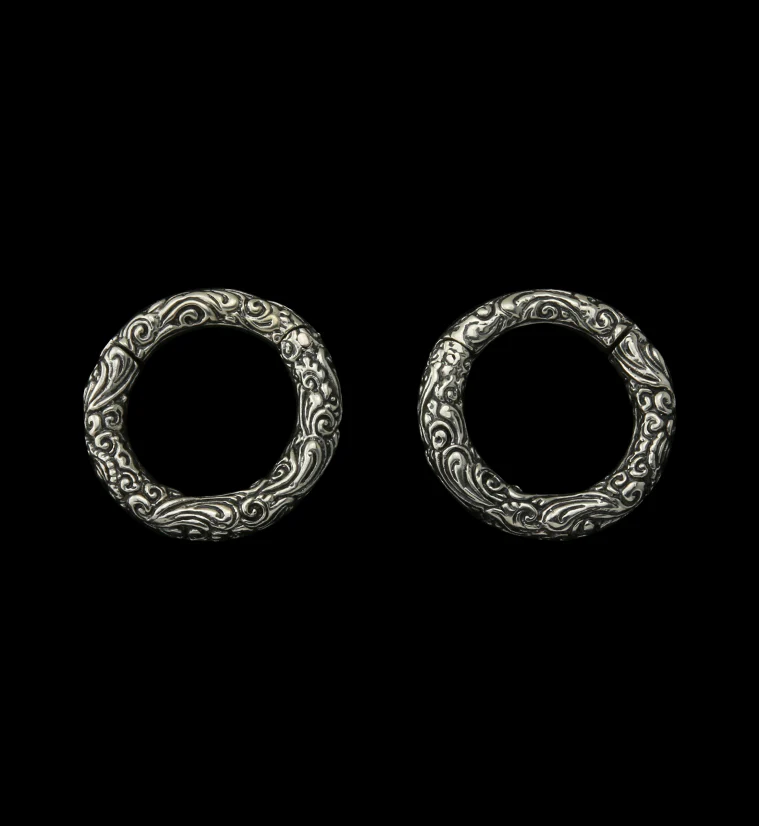 Adorned White Brass Hinged Ear Weights - Mrs Treak