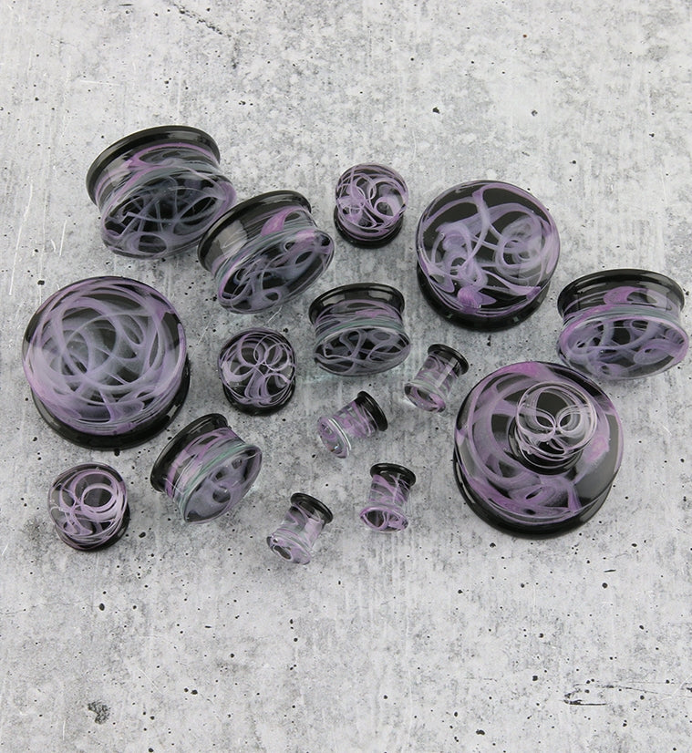 Purple Haze Swirl Glass Plugs - Mrs Treak