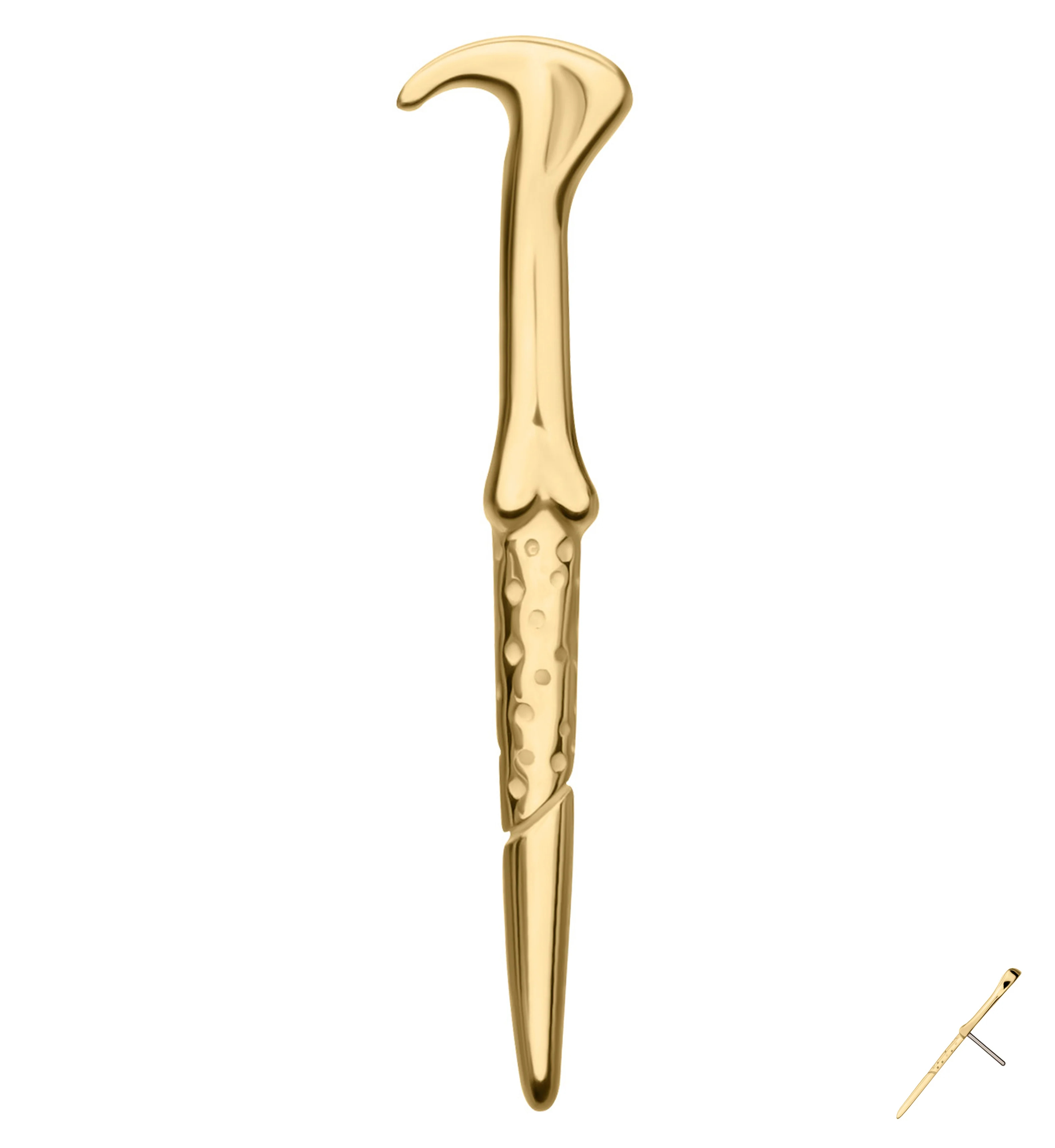 14kt Gold Voldemort's Wand Threadless Top - Mrs Treak