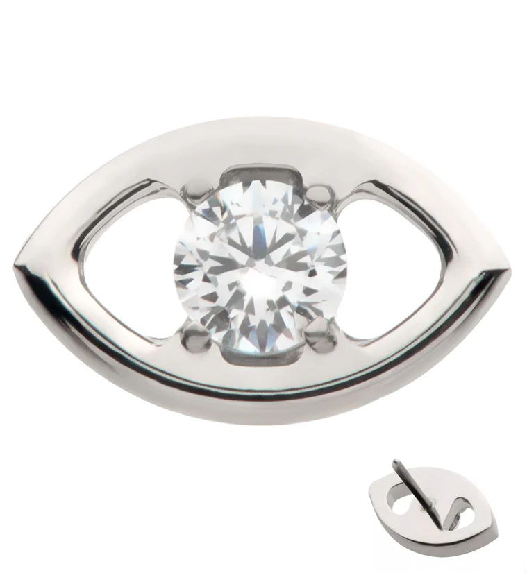 Eye Gem Clear CZ Threadless Titanium Top - Mrs Treak