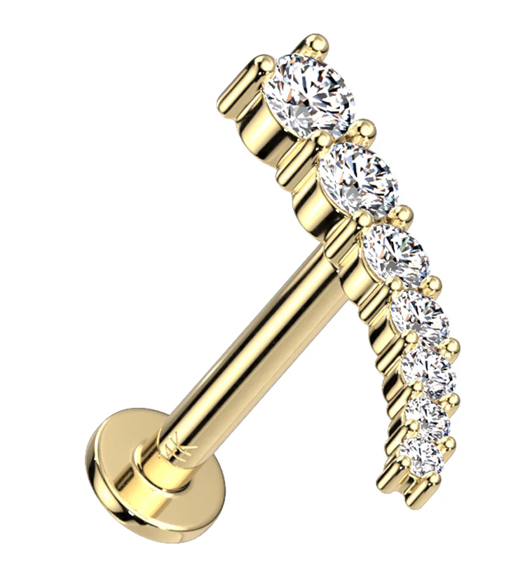 14kt Gold Ascend CZ Threadless Labret - Mrs Treak