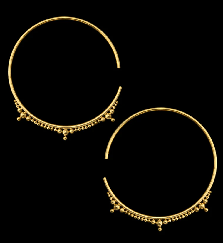 Gold PVD Mini Drip Bead Hoop Stainless Steel Ear Weights - Mrs Treak