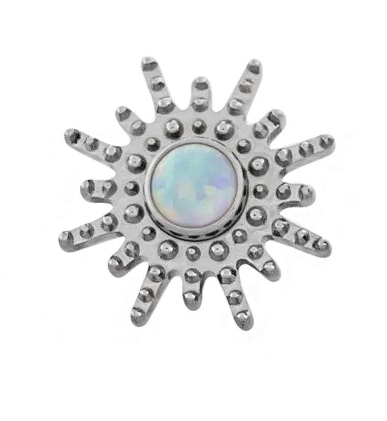 Solar Burst White Opalite Titanium Threadless Top - Mrs Treak