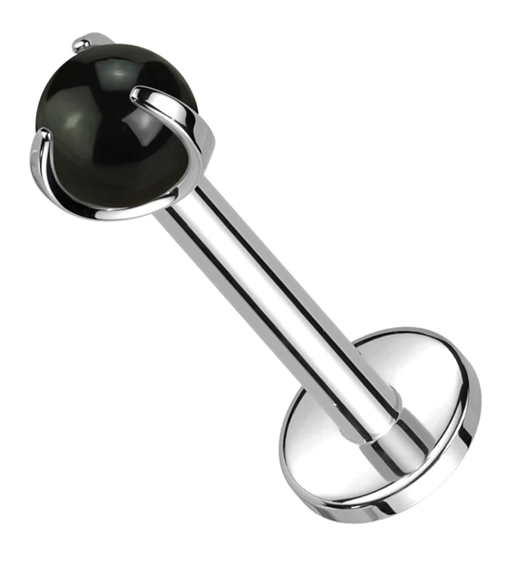 Claw Black Onyx Stone Internally Threaded Titanium Labret - Mrs Treak