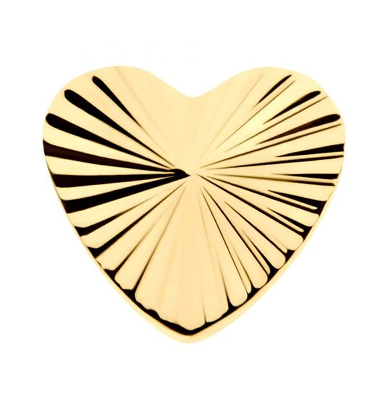 24kt Gold PVD Score Heart Titanium Threadless Top - Mrs Treak