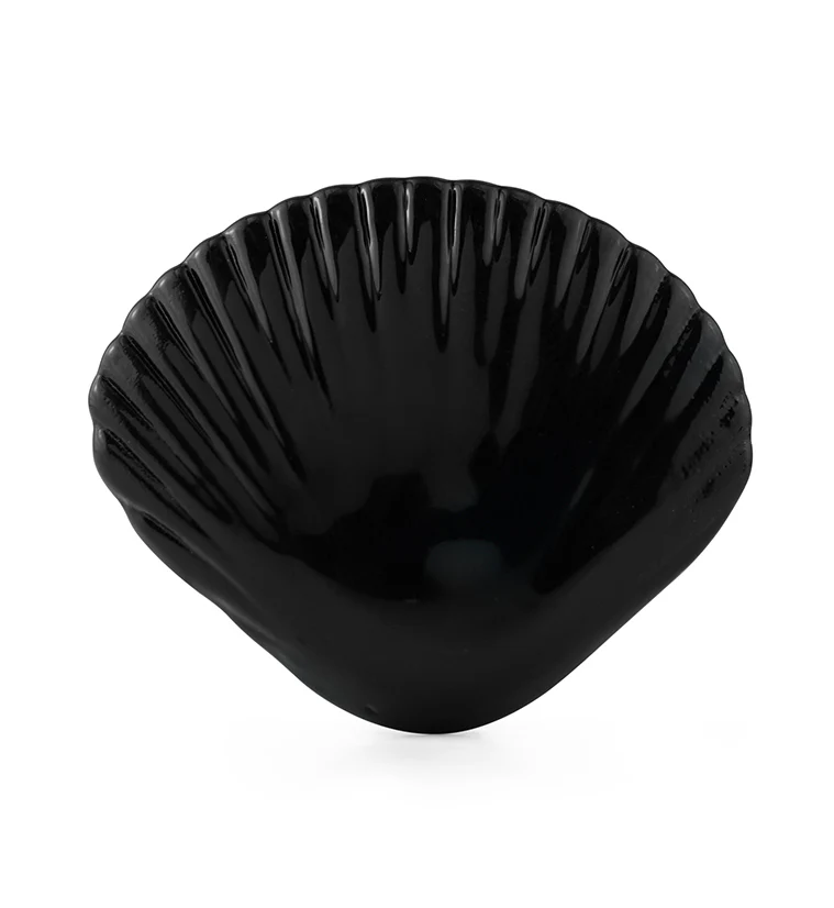 Black Seashell Glass Double Flare Plugs - Mrs Treak