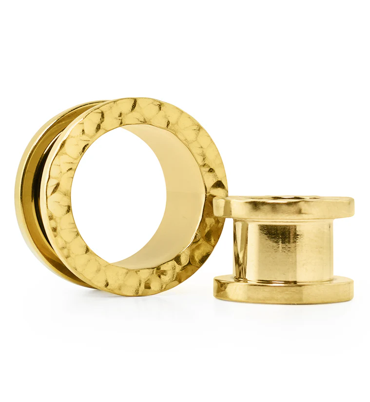 Hammered Gold PVD Stainless Steel Tunnels - Mrs Treak