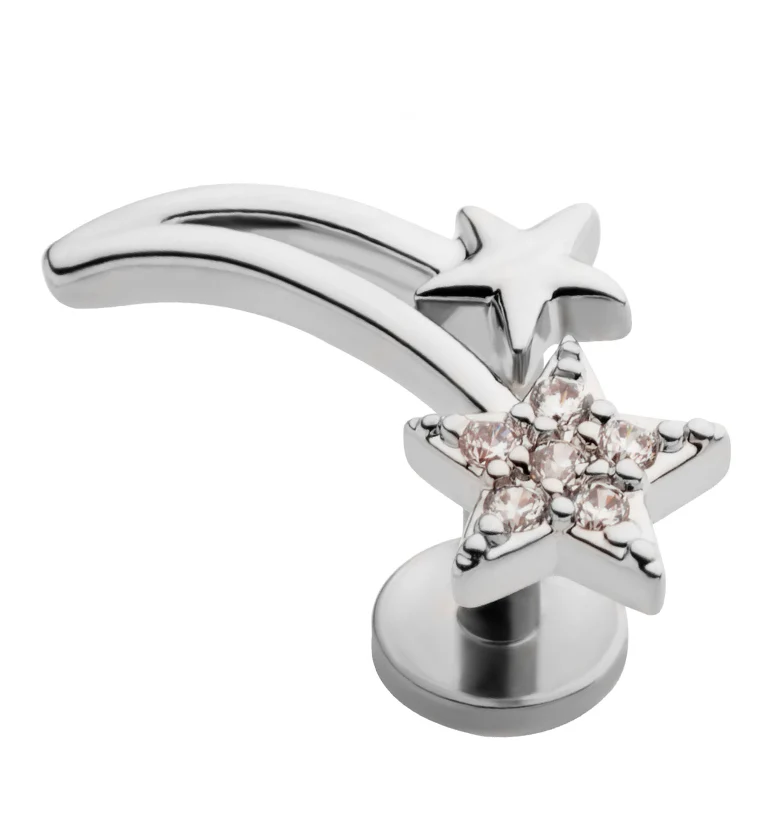 Shooting Star CZ Stainless Steel Threadless Labret - Mrs Treak