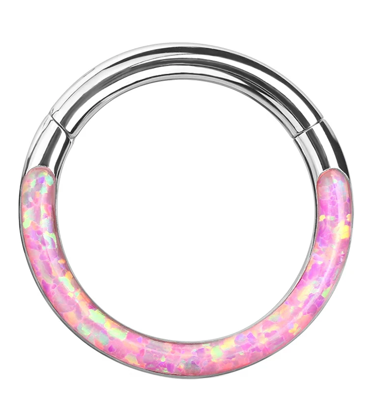 Pink Opalite Frontal Hinged Segment Ring - Mrs Treak