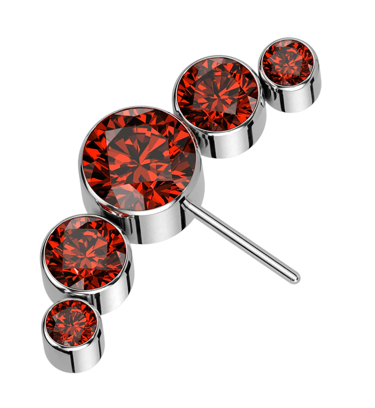 Arch Side Facing Red CZ Titanium Threadless Top - Mrs Treak