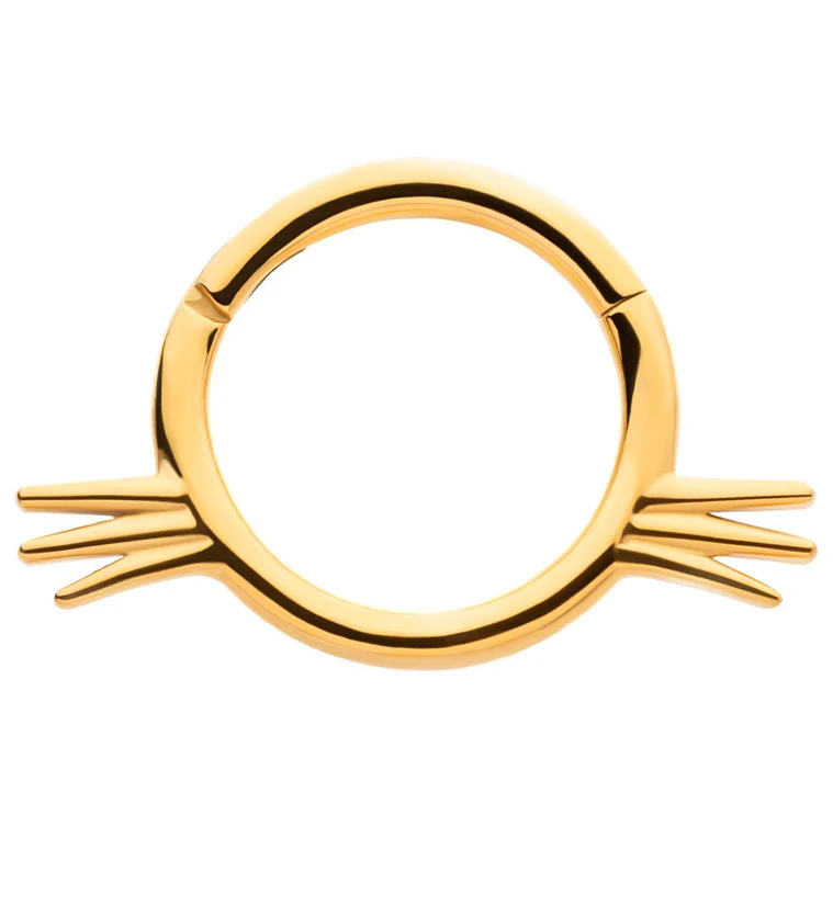 Gold PVD Whiskers Stainless Steel Hinged Segment Ring - Mrs Treak