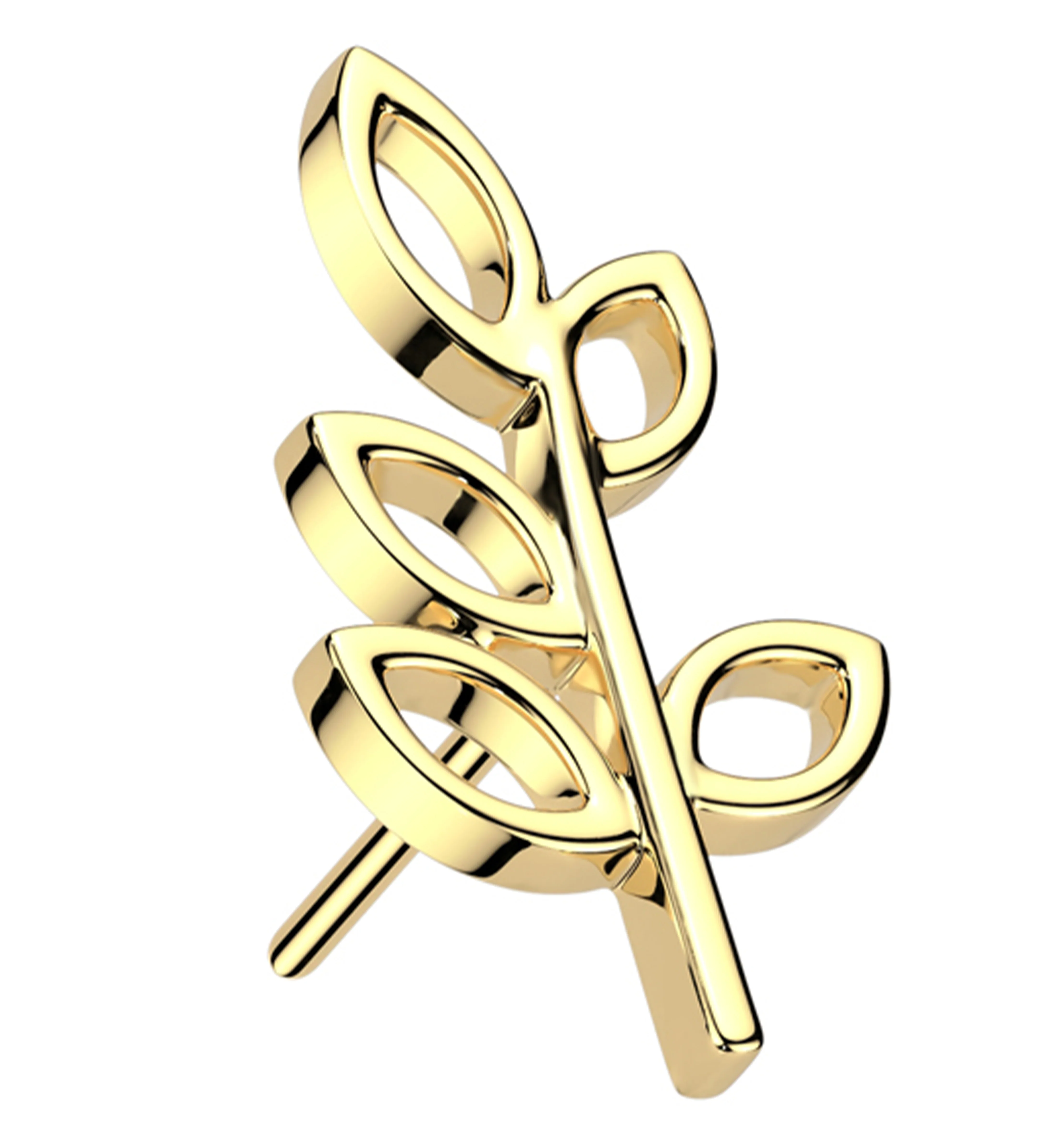 14kt Gold Leaf Outline Threadless Top - Mrs Treak