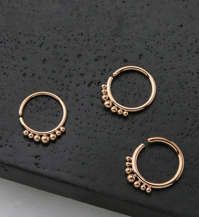 Rose Gold PVD Beaded Annealed Seamless Hoop Ring - Mrs Treak