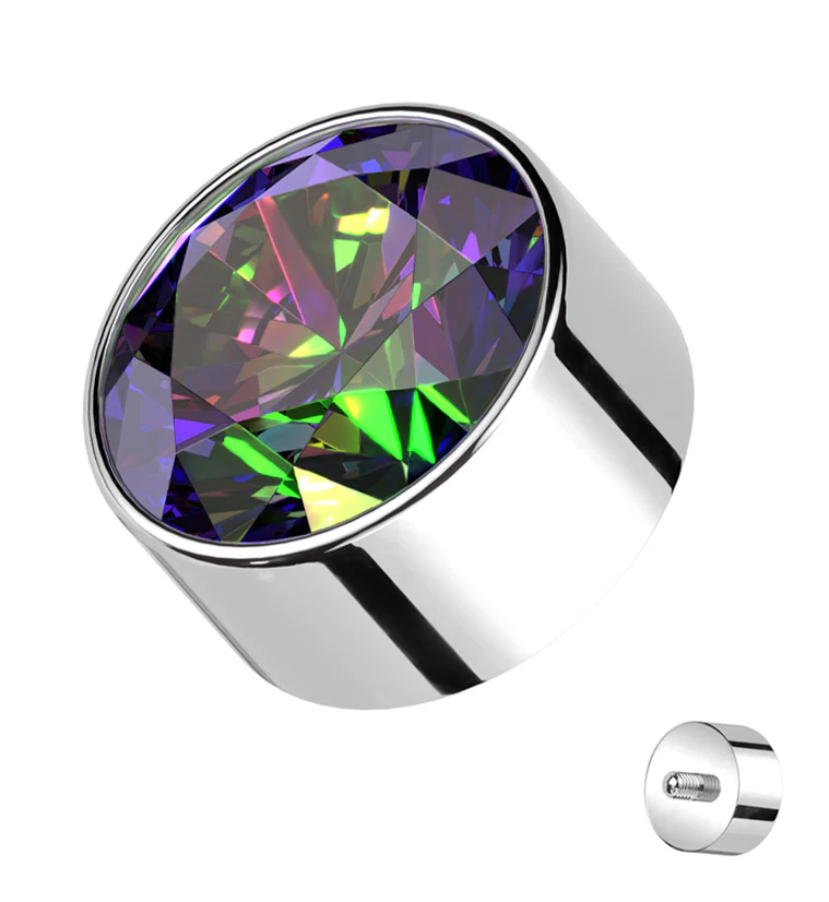 Bezel Black Aurora CZ Internally Threaded Top - Mrs Treak