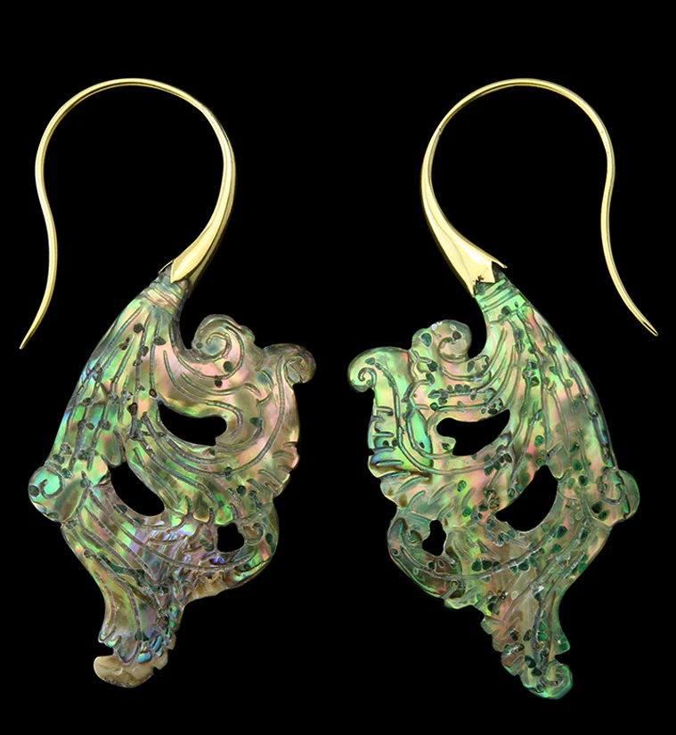 18G Lush Brass Abalone Hangers / Earrings - Mrs Treak