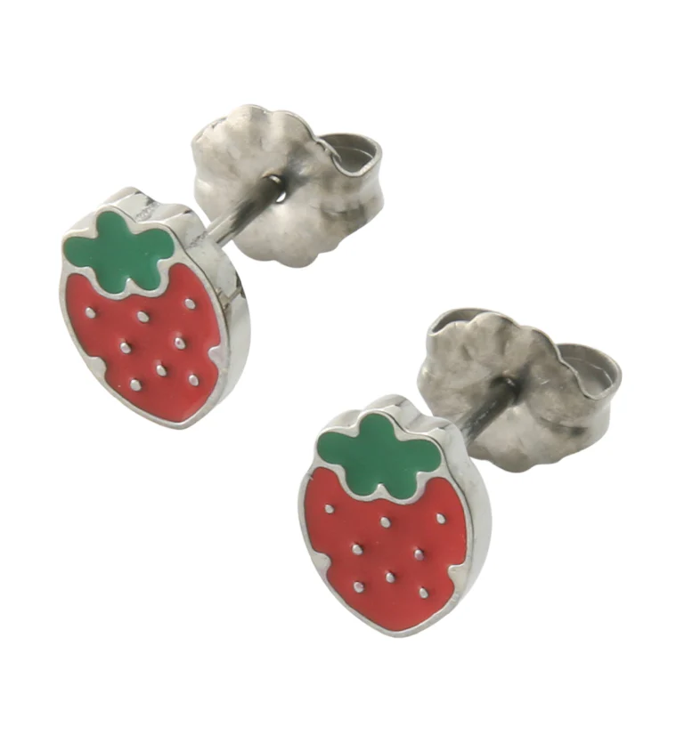 Strawberry Titanium Stud Earrings - Mrs Treak