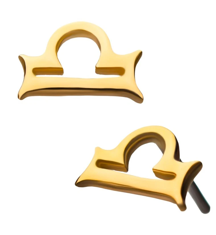 14kt Gold Libra Zodiac Sign Threadless Top - Mrs Treak